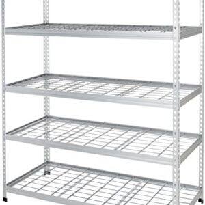 Amazon Basics Heavy Duty Storage Shelving Unit, Double Post, 5 Shelf, High-Grade Aluminum, Silver, 60 x 24 x 78 Inch