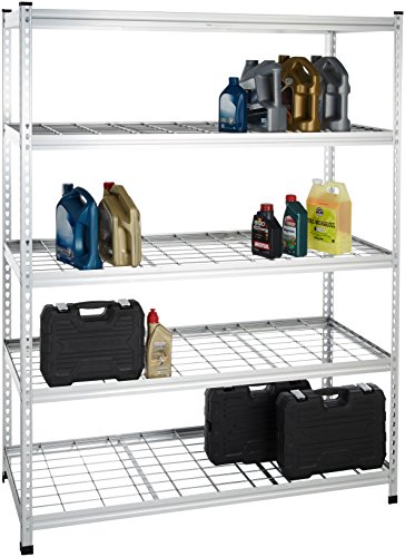 Amazon Basics Heavy Duty Storage Shelving Unit, Double Post, 5 Shelf, High-Grade Aluminum, Silver, 60 x 24 x 78 Inch