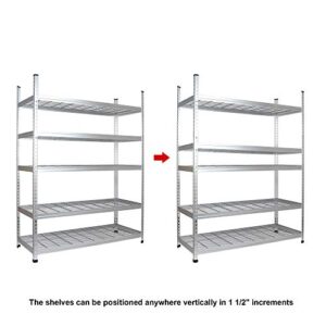 Amazon Basics Heavy Duty Storage Shelving Unit, Double Post, 5 Shelf, High-Grade Aluminum, Silver, 60 x 24 x 78 Inch