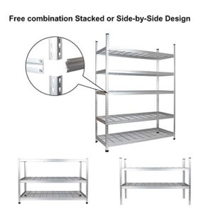 Amazon Basics Heavy Duty Storage Shelving Unit, Double Post, 5 Shelf, High-Grade Aluminum, Silver, 60 x 24 x 78 Inch