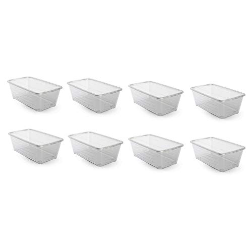 Life Story 6 Quart Rectangular Clear Plastic Protective Storage Shoe Box, 8 Pack