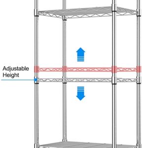 Homdox 5 Tier Steel Wire Shelving Unit on Wheels,Chrome Shelves for Garage Kitchen Living Room,Heavy Duty Shelving Rack, 23.2 x 13.8 x 72 inch (L x W x H)