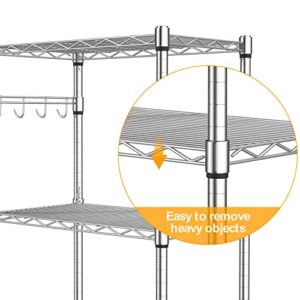 Homdox 5 Tier Steel Wire Shelving Unit on Wheels,Chrome Shelves for Garage Kitchen Living Room,Heavy Duty Shelving Rack, 23.2 x 13.8 x 72 inch (L x W x H)