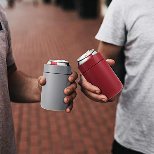 Tahoe Trails Stainless Steel 12oz Vacuum Insulated Can and Bottle Cooler | Double Wall Can Cooler For Cans and Bottles | Copper Plated Can Chiller and Metal Cooler | Crimson red