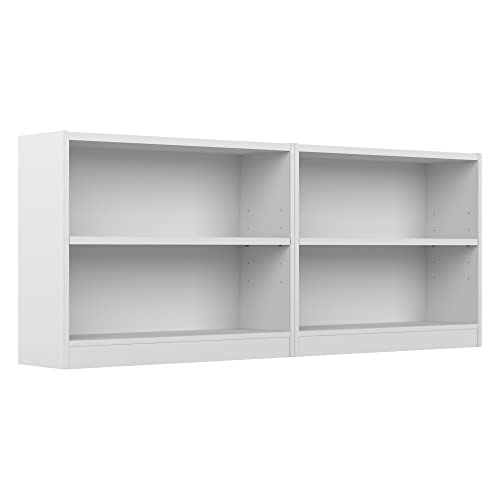 Bush Furniture Universal 2 Shelf Bookcase Set of 2 in Pure White (UB001PW)