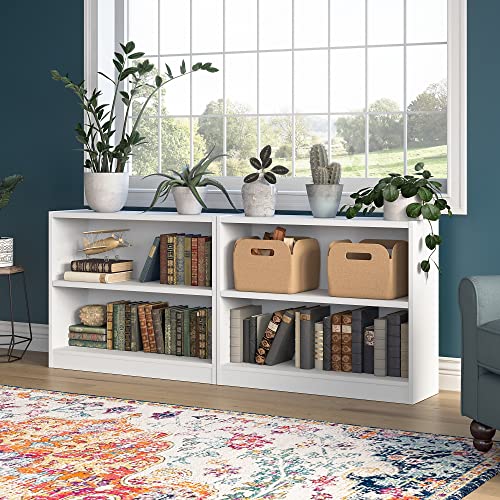 Bush Furniture Universal 2 Shelf Bookcase Set of 2 in Pure White (UB001PW)