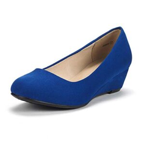 dream pairs women's debbie royal blue mid wedge heel pump shoes - 11 m us