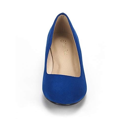 DREAM PAIRS Women's Debbie Royal Blue Mid Wedge Heel Pump Shoes - 11 M US