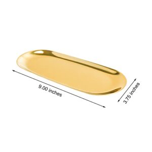 Stainless Steel Towel/ Dish Plate, Tea/ Fruit Storage Trays Cosmetics Jewelry Organizer, Gold, Oval