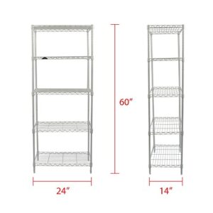 Apollo Hardware White 5-Shelf Wire Shelving 24"x14"x60" (White)