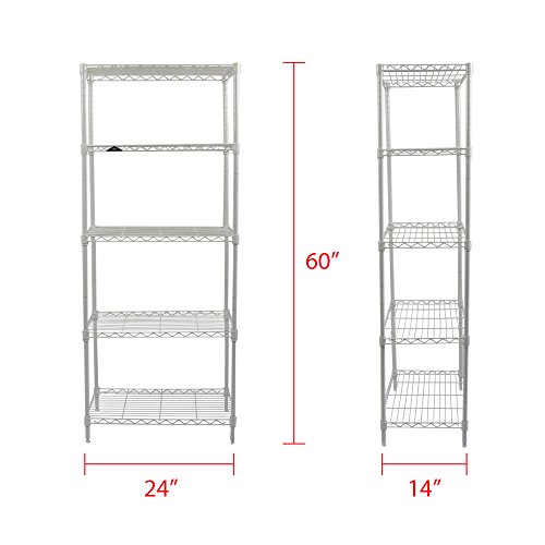 Apollo Hardware White 5-Shelf Wire Shelving 24"x14"x60" (White)