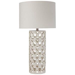 amazon brand – stone & beam ceramic geometric cut-out table desk lamp with led light bulb, 22"h, white