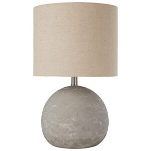 amazon brand – stone & beam industrial round concrete table desk lamp with light bulb and beige shade, 16"h