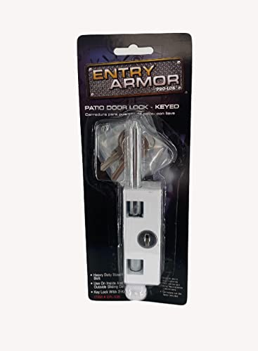 Pro-Lok Entry Armor EPL-106-W Patio Door Lock- Keyed Lg Rectangle (White Finish)