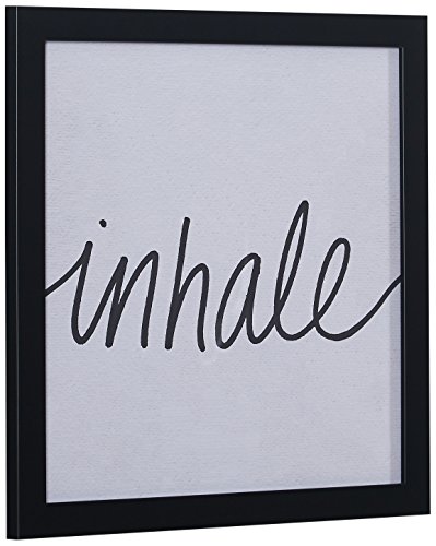 Amazon Brand – Stone & Beam Modern Black and White Inhale Word Art in Black Frame, 14" x 14"