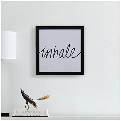 Amazon Brand – Stone & Beam Modern Black and White Inhale Word Art in Black Frame, 14" x 14"