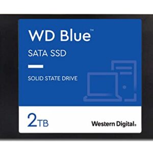 Western Digital 2TB WD Blue 3D NAND Internal PC SSD - SATA III 6 Gb/s, 2.5"/7mm, Up to 560 MB/s - WDS200T2B0A, Solid State Hard Drive