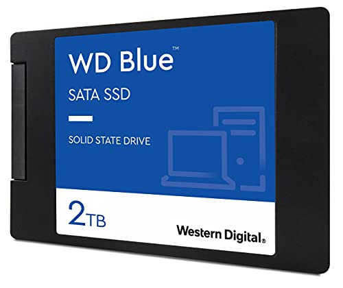 Western Digital 2TB WD Blue 3D NAND Internal PC SSD - SATA III 6 Gb/s, 2.5"/7mm, Up to 560 MB/s - WDS200T2B0A, Solid State Hard Drive