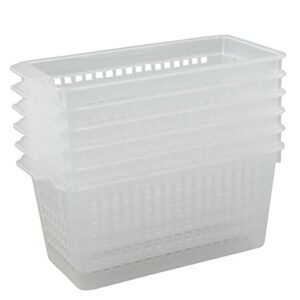 qskely 6-pack clear plastic storage trays basket for closets, countertop and drawers