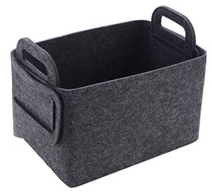 storage basket felt storage bin collapsible & convenient box organizer with carry handles for office bedroom closet babies nursery toys dvd laundry organizing