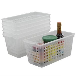 Qskely 6-Pack Clear Plastic Storage Trays Basket for Closets, Countertop and Drawers