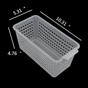 Qskely 6-Pack Clear Plastic Storage Trays Basket for Closets, Countertop and Drawers