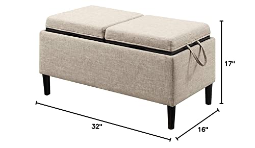 Convenience Concepts Designs4Comfort Magnolia Storage Ottoman with Reversible Trays, Tan Fabric