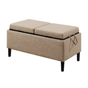 convenience concepts designs4comfort magnolia storage ottoman with reversible trays, tan fabric