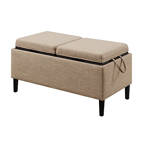 Convenience Concepts Designs4Comfort Magnolia Storage Ottoman with Reversible Trays, Tan Fabric