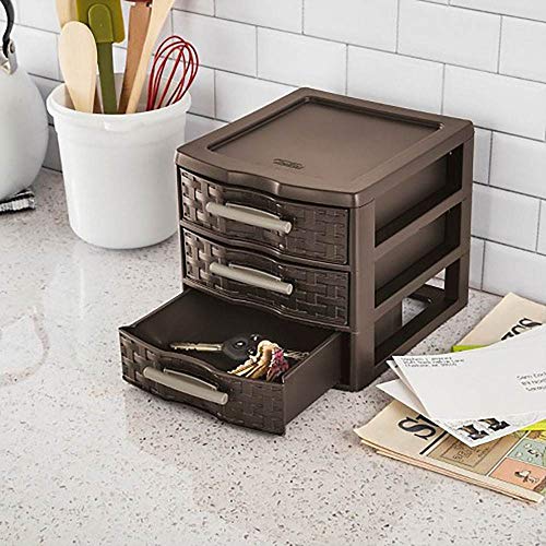 Sterilite Medium Weave Craft Office Supplies 3 Drawer Storage Organizer (8 Pack)