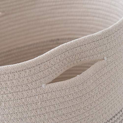 Tegance Cotton Rope Storage Basket with Lid - 16"D x 14"H Woven Round Baskets for Organizing - Large White Laundry Baskets Hamper - Living Room Basket for Nursery, Toy Bin, Clothes, Decorative Basket