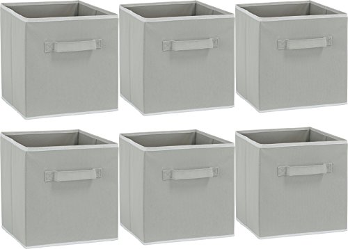 6 Pack - SimpleHouseware Foldable Cube Storage Bin, Grey