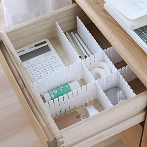 ShineMe Drawer Dividers, 8pcs Drawer Divider Organizers, White DIY Plastic Grid, Plastic Adjustable Drawer Dividers, Household Storage Makeup Socks Underwear Organizer for Clothes, Kitchen, Office