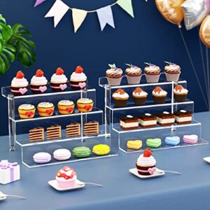 NIUBEE Acrylic Riser Display Shelf, Clear Display Stand for Amiibo Funko POP Figures,4 Tier Cupcakes Stand Perfume Organizer and Storage (Large)