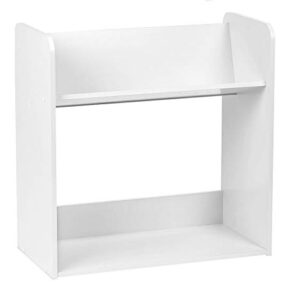 IRIS USA 2-Shelf Angled Bookshelf for Children, Short Inward Slant Bookcase Furniture for Kids Room Playroom Nursery to Safely Store and Organize Books Games Toys and Small Items, White