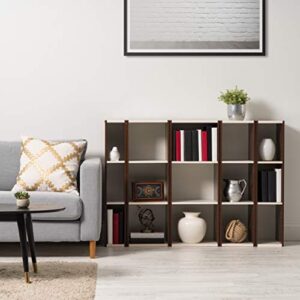 IRIS USA UB Space Saving Unit with Adjustable Shelves, 6-Inch, Walnut Brown/White