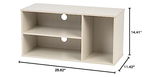 IRIS USA Wooden Modular Media Box, TV Stand with Holes for Cords from Television Stereo Game System and Other AV Equipment, Off White