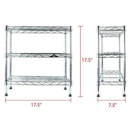 Apollo Hardware Chrome 3-Shelf Wire Shelving 7.5"x17.5"x16.5"