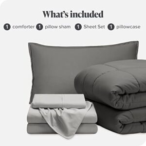 Bare Home Bed-in-A-Bag 5 Piece Comforter & Sheet Set - Twin XL - Goose Down Alternative - Ultra-Soft 1800 Premium Bedding Set (Twin XL, Grey/Light Grey)