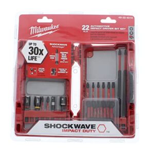 milwaukee 48-32-4016 automotive shockwave kit 22 piece automotive impact driver bit set