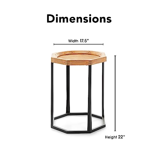 Amazon Brand – Stone & Beam Arie Rustic Octagonal End Table or Stand - 17.3"W - Natural