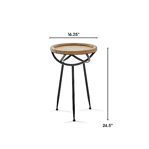 Amazon Brand – Stone & Beam Modern Rustic Wood and Metal Side End Table, 16.25" W, Natural