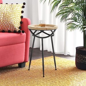 Amazon Brand – Stone & Beam Modern Rustic Wood and Metal Side End Table, 16.25" W, Natural