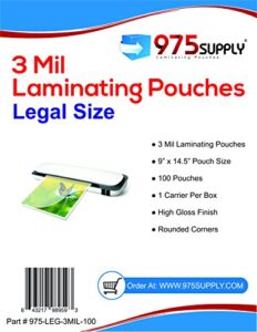 laminating pouches, legal size, 3 mil, clear legal size, thermal laminating pouches, 9 x 14.5 inches, 100 pouches