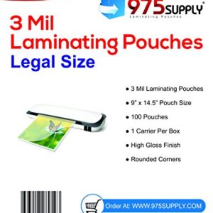 Laminating Pouches, Legal Size, 3 Mil, Clear Legal Size, Thermal Laminating Pouches, 9 X 14.5 Inches, 100 Pouches