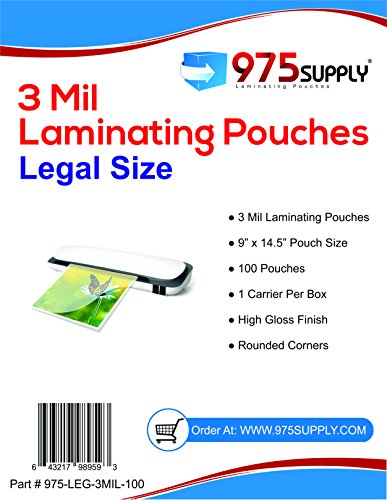 Laminating Pouches, Legal Size, 3 Mil, Clear Legal Size, Thermal Laminating Pouches, 9 X 14.5 Inches, 100 Pouches