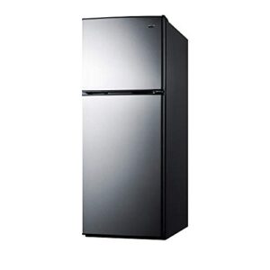 Summit Appliance CP972SS Two-door Cycle Defrost 22" Wide 7.1 Cu.Ft. Refrigerator-Freezer in Slim Width, Stainless Steel Doors, Adjustable Glass Shelves, Door Storage, Sealed Back and Black Cabinet