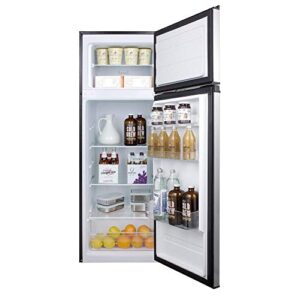 Summit Appliance CP972SS Two-door Cycle Defrost 22" Wide 7.1 Cu.Ft. Refrigerator-Freezer in Slim Width, Stainless Steel Doors, Adjustable Glass Shelves, Door Storage, Sealed Back and Black Cabinet