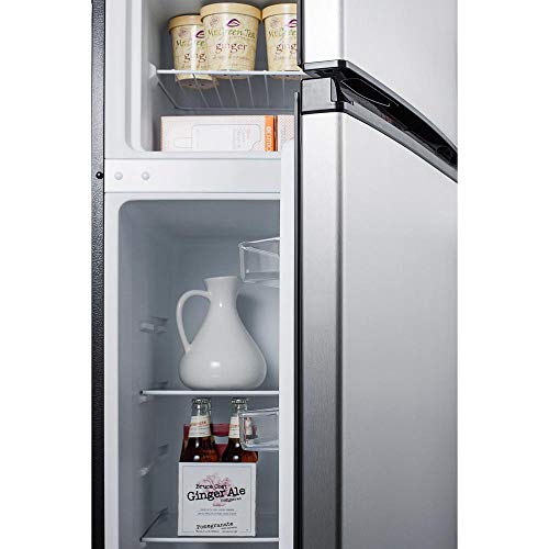 Summit Appliance CP972SS Two-door Cycle Defrost 22" Wide 7.1 Cu.Ft. Refrigerator-Freezer in Slim Width, Stainless Steel Doors, Adjustable Glass Shelves, Door Storage, Sealed Back and Black Cabinet