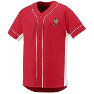 kappa alpha psi fraternity crest - shield slugger baseball jersey 2x-large red/white